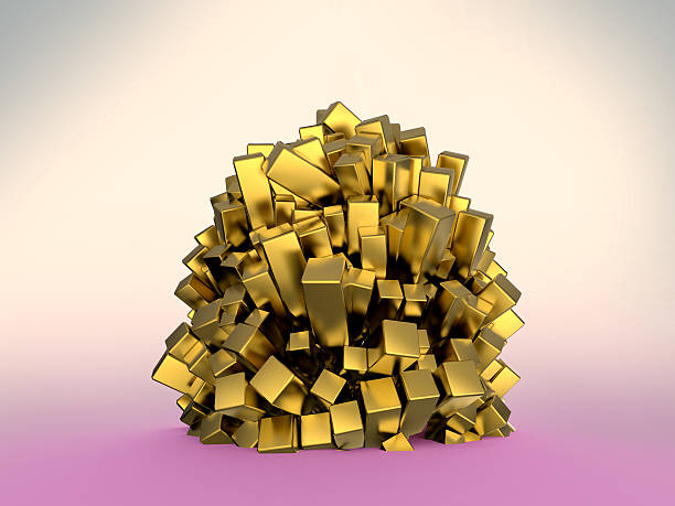 istock Shiny glossy metal cubic crystal abstract background rendering 512121278