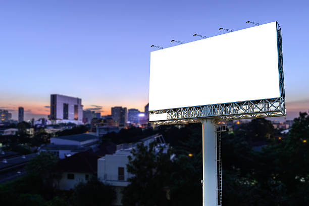 istock Blank billboard for advertising with cityscape sunset background 512121366