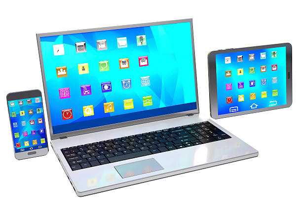 istock Laptop, mobile phone and tablet pc  on white background. 512121480