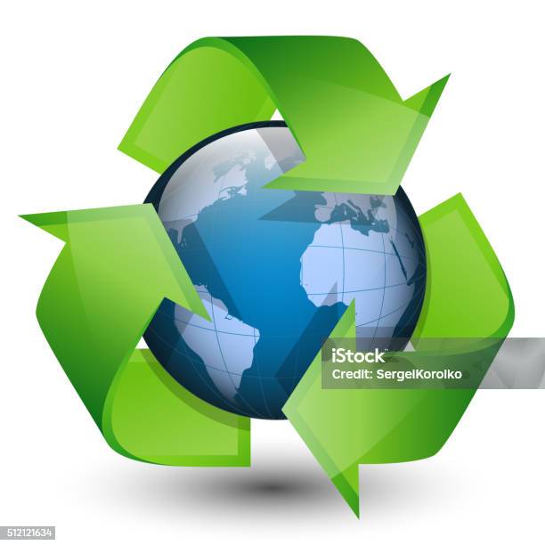 Recycling Arrows And Blue Earth Stock Illustration - Download Image Now - Globe - Navigational Equipment, Planet Earth, Recycling