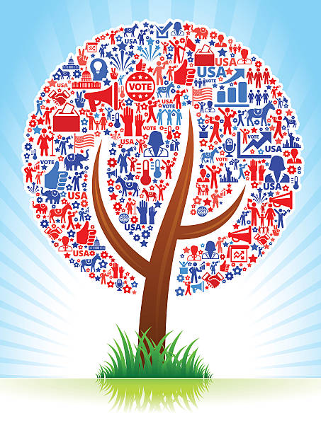 illustrations, cliparts, dessins animés et icônes de plante aux voix et élections é.-u. patriotique au motif emblématique - root origins growth plant