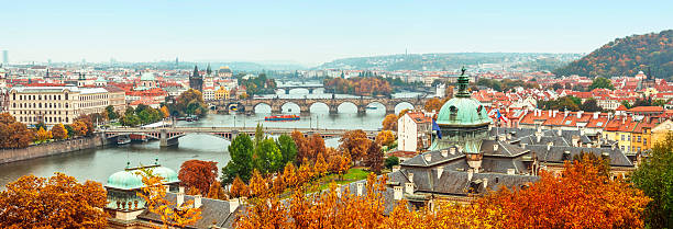 istock Panorama view to vltava river in prague 512124896
