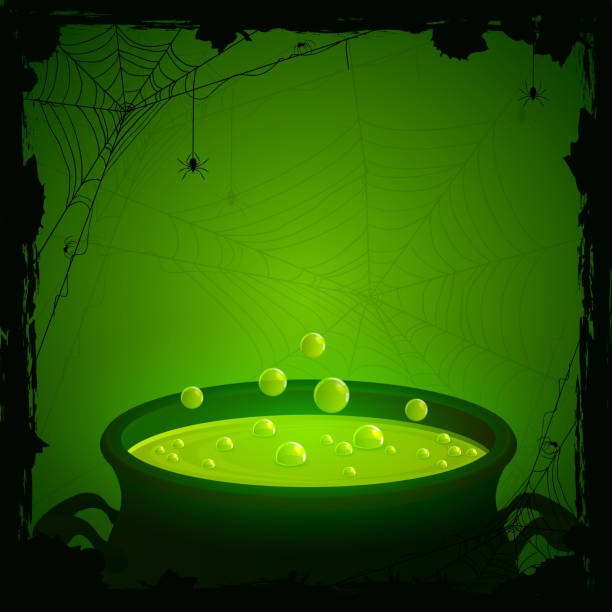 Halloween Background With Green Potion Stock Illustration - Download Image  Now - Halloween, Cauldron, Witch - iStock
