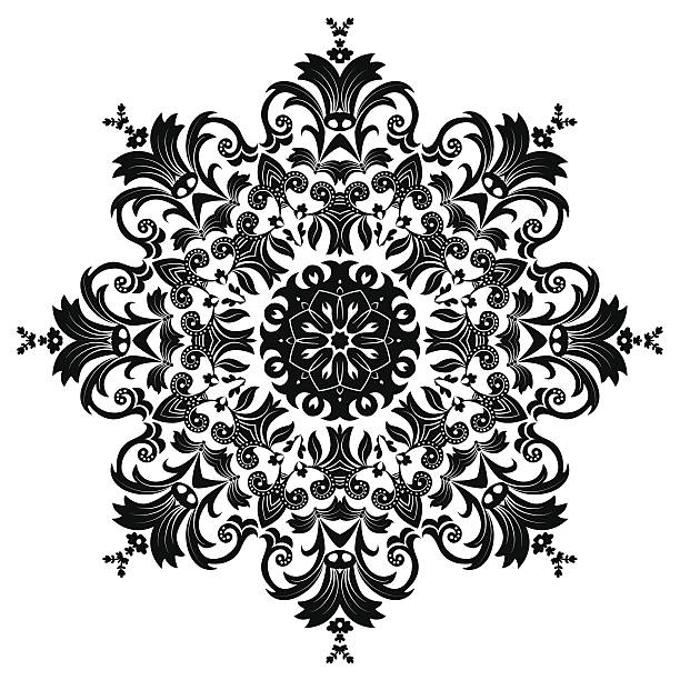 White and black abstract floral element White and black abstract floral element malaysia batik pattern stock illustrations