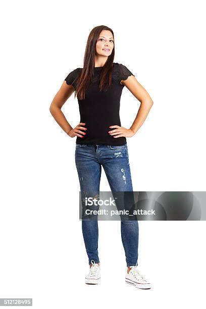 Beautiful Young Woman Posing With Arms On Her Hips Stock Photo - Download Image Now - Women, One Woman Only, Full Length