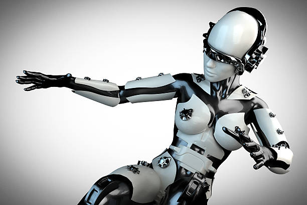 istock woman robot of steel and white plastic 512128917