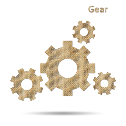 burlap cog or gear symbol isolated on white