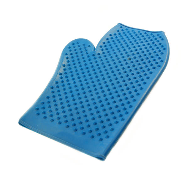 istock blue rubber mitten for cleaning horse isolated 512132535