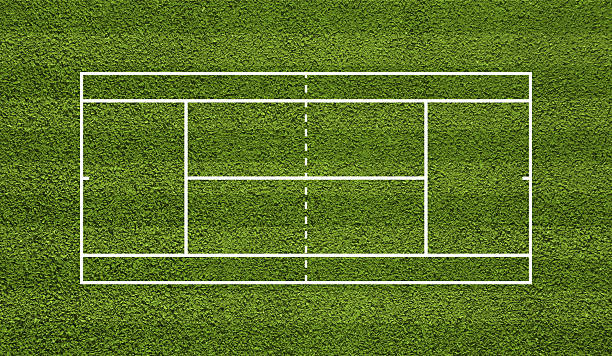 istock Tennis court. Top view field. Green grass 512133481