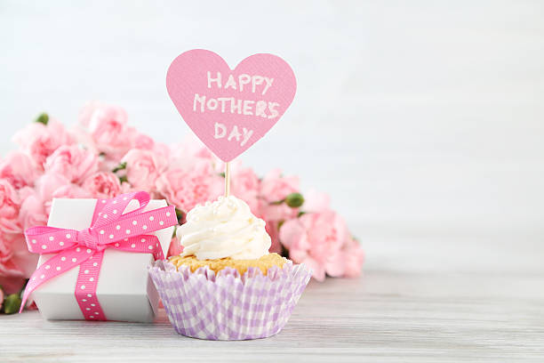 el día de la madre - ribbon nobody cupcake celebration fotografías e imágenes de stock
