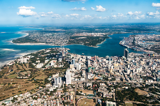 Capital city of Tanzania, Dar es Salaam. View from the plane.