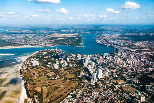 Capital city of Tanzania, Dar es Salaam. View from the plane.