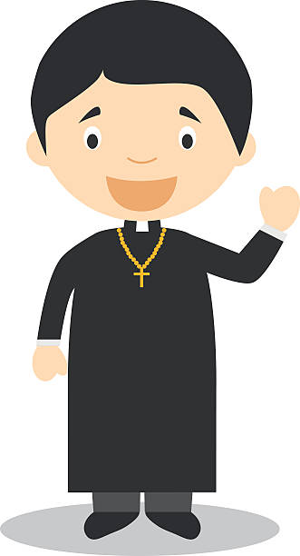 Cute cartoon vector illustration of a priest Cute cartoon vector illustration of a priest prelate stock illustrations