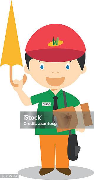 Tour Guide Cartoon. Sign Cute Cartoon Vector Illustration Of A Tour Guide Stock Illustration ...