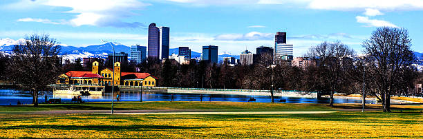 istock Downtown Denver with Rocky Mountains from City Park 512150390