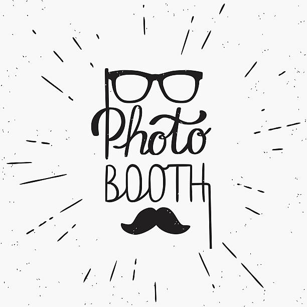 Photo booth hand written lettering design in hipster style Photo booth hand written design in hipster style. Hand drawn lettering on white background  for motivation and inspirational poster, invitations to the event and banners photo booth stock illustrations