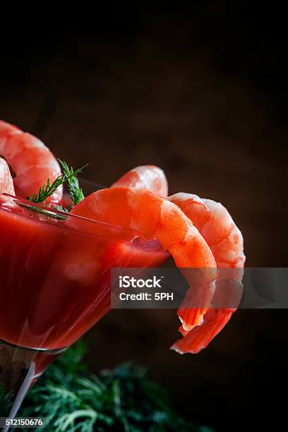 Shrimp Cocktail In A Martini Glass Vegetables Spices Stock Photo - Download Image Now