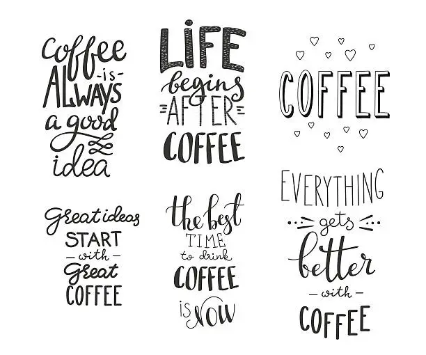 Vector illustration of Quote coffee vector typography set