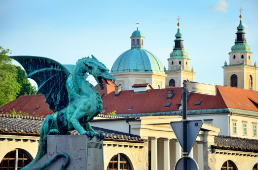 Green bronze dragon from Ljubljana, Slovenia