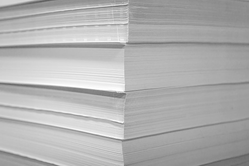 A pile of white paper