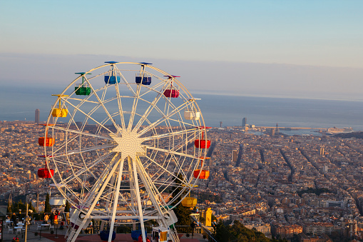 Ferris wheel on top of the city, at Tibidabo, Barcelona