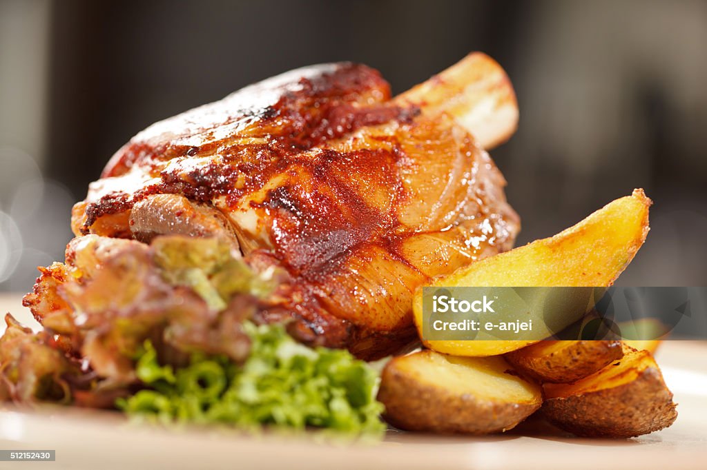 fried ribs fried ribs with potato close up Beef Stock Photo