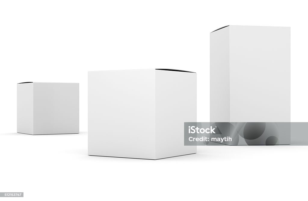 composition of blank boxes composition of blank boxes isolated on white Box - Container Stock Photo