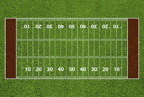 istock American football field with hash marks and yard lines. 512157007