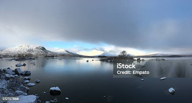 Lochan Na Hachlaise Towards Black Mount Panorama Stock Photo - Download Image Now - Black Mount, Dawn, Extreme Terrain