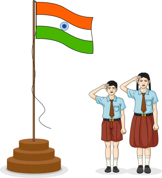 インドスチューデント敬礼インドの国旗 - indian flag india flag celebration点のイラスト素材／クリップアート素材／マンガ素材／アイコン素材