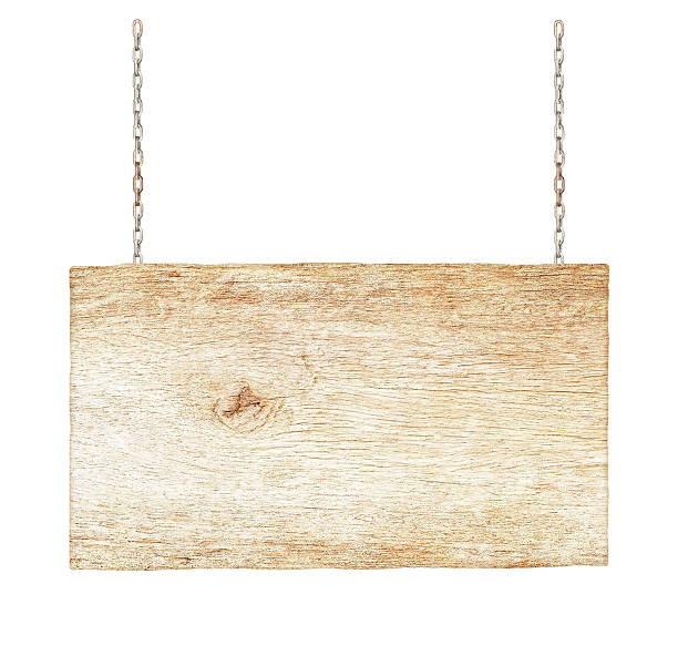 istock Wood sign from a chain isolated on white background. 512159344