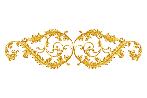 Ornament elements, vintage gold floral designs