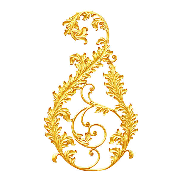 istock Ornament elements, vintage gold floral designs 512160350
