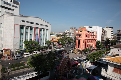 Look at view of Chinatown in Bangkok,  Thailand