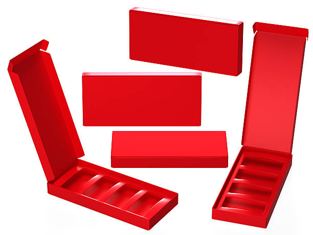 istock Red paper box with divider, clipping path included 512161622