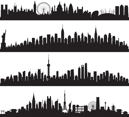 Cities silhouette. All buildings are complete and moveable.