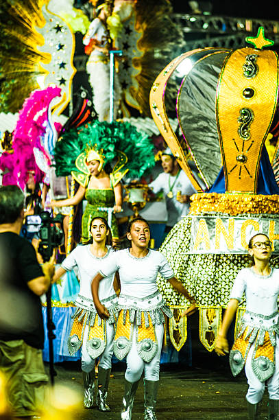 flagrant of samba school parade in the Brasilian carnival stock photo