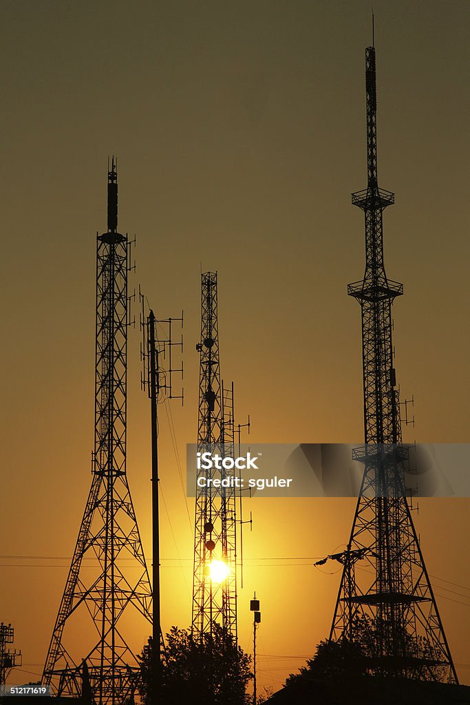 Telecommunication Towers Telecommunication Towers at sunset Antenna - Aerial Stock Photo
