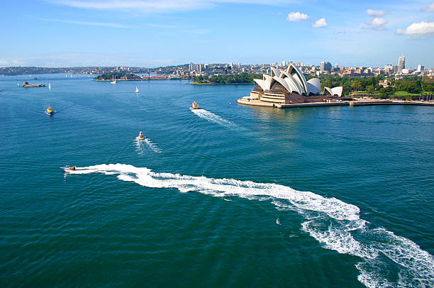 ópera de sydney vista aérea do porto de ponte - sydney opera house sydney australia australia opera house imagens e fotografias de stock