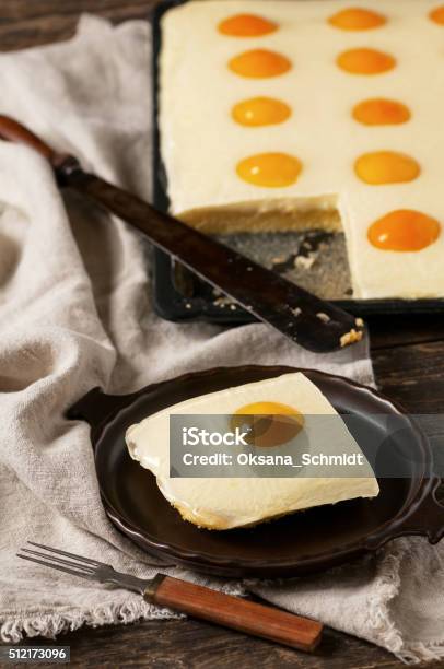 Slice Of Fresh Homemade Apricot Cake Stock Photo - Download Image Now - Apricot, Cake, Candy