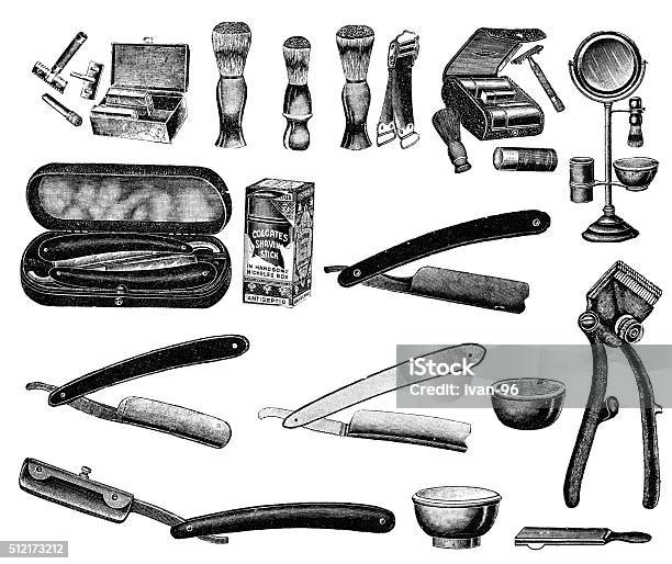 Shaving Accessories Stock Illustration - Download Image Now - Barber, Old-fashioned, Retro Style