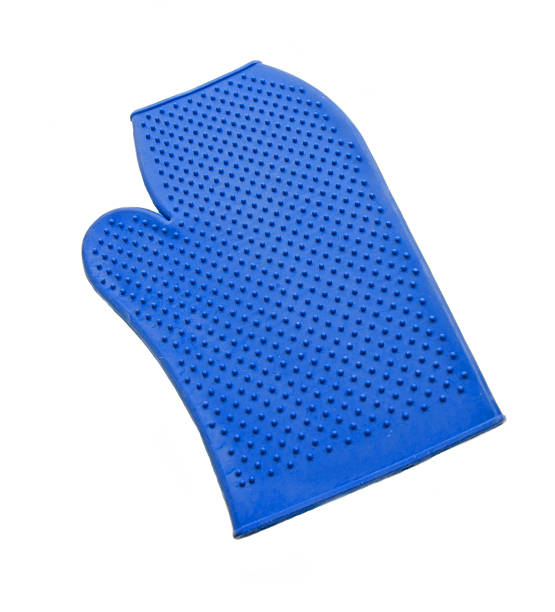 istock blue rubber mitten for cleaning horse isolated 512175163