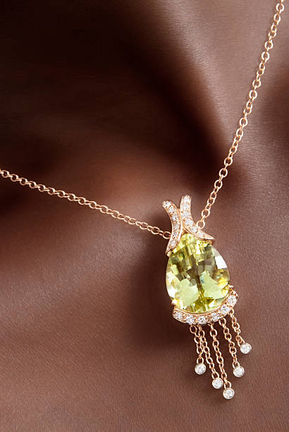 istock Citrine with Diamonds Pendant on Black Skin 512177155