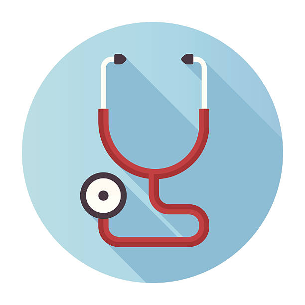ilustrações, clipart, desenhos animados e ícones de stethoscopes plana ícone - equipment listening red stethoscope