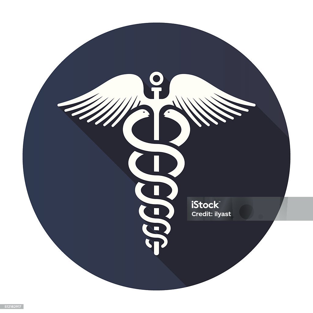 Caduceo icono plana - arte vectorial de Caduceo libre de derechos