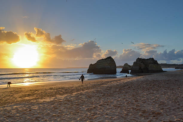 istock Sunset at the beach with rocks at the background 512183483