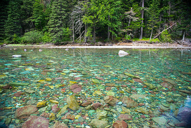 Clear Lake With a Mountains in the Distance on Lake McDonald in Glacier National Park in Montana
