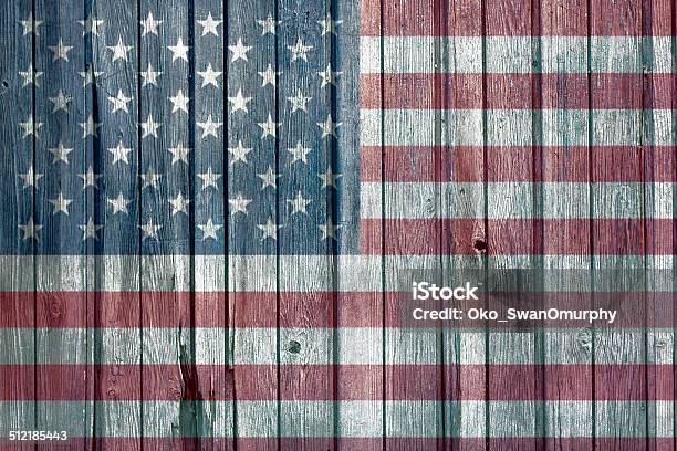 American Flag Stock Photo - Download Image Now - American Flag, Grunge Image Technique, Wood Grain