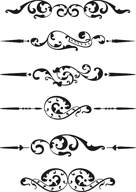 illustrations, cliparts, dessins animés et icônes de divisez les lignes - swirl squiggle scroll shape decoration
