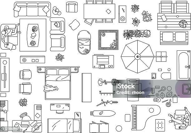 Furniture Floor Plan Stock Illustration - Download Image Now - Furniture, Vector, Architect